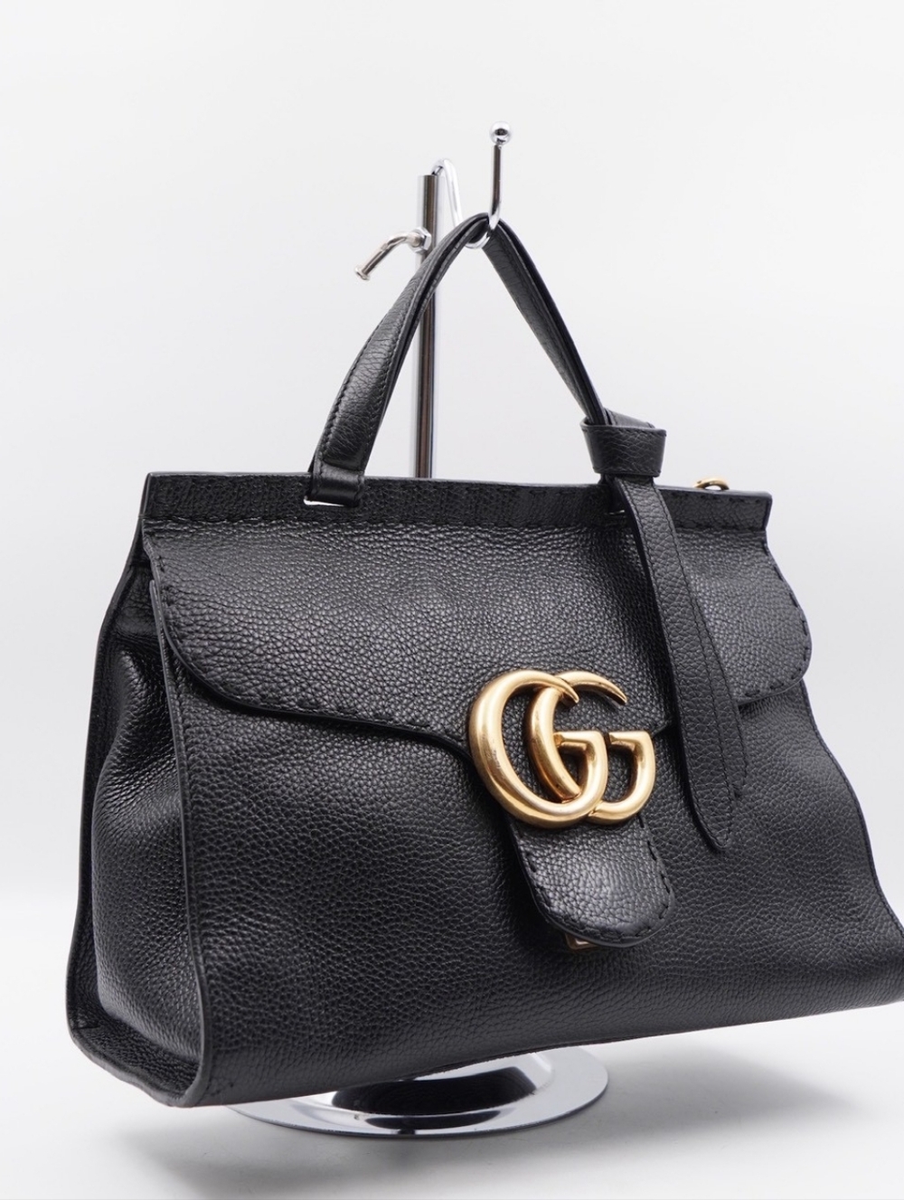 CH05 💗 Gucci GG Marmont Top Handle Bag Leather Small satchel - Picture 4 of 15
